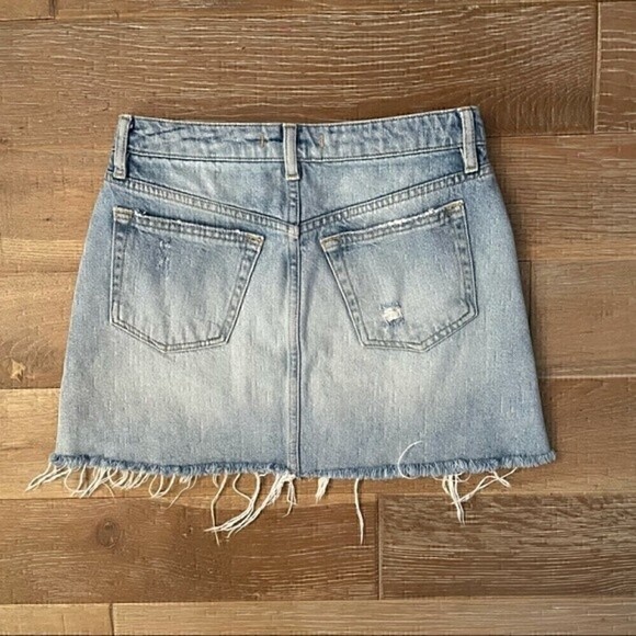 Free People We The Free Button Fly Raw Hem Denim Skirt - Picture 4 of 4